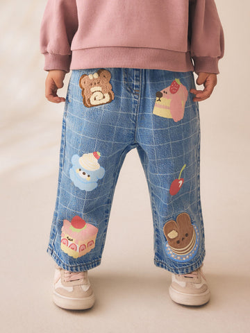 Dog Cake Print Wide Leg Jeans (3mths-7yrs)