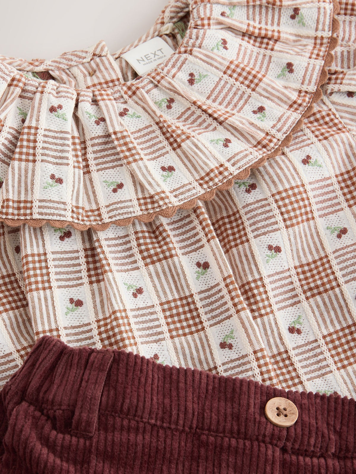 Chocolate Brown Cord Short, Blouse & Tight 3 Piece Set (3mths-7yrs)