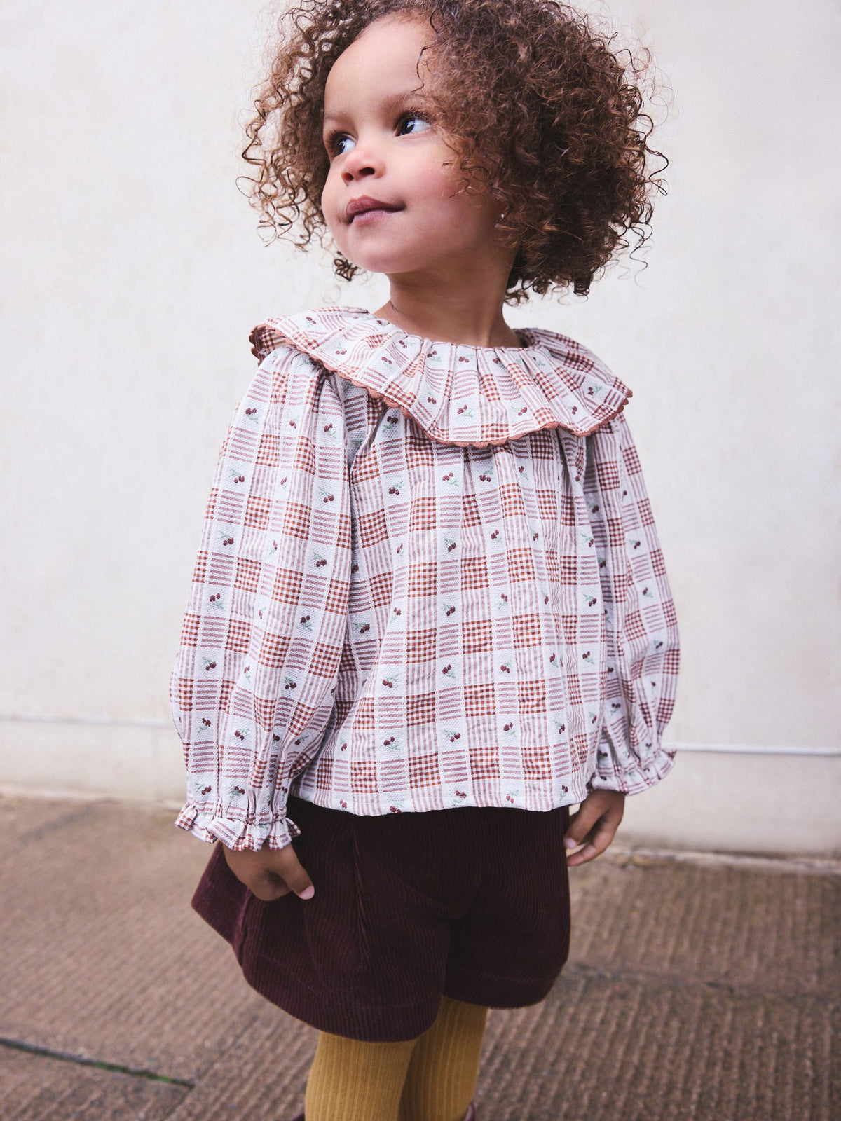 Chocolate Brown Cord Short, Blouse & Tight 3 Piece Set (3mths-7yrs)