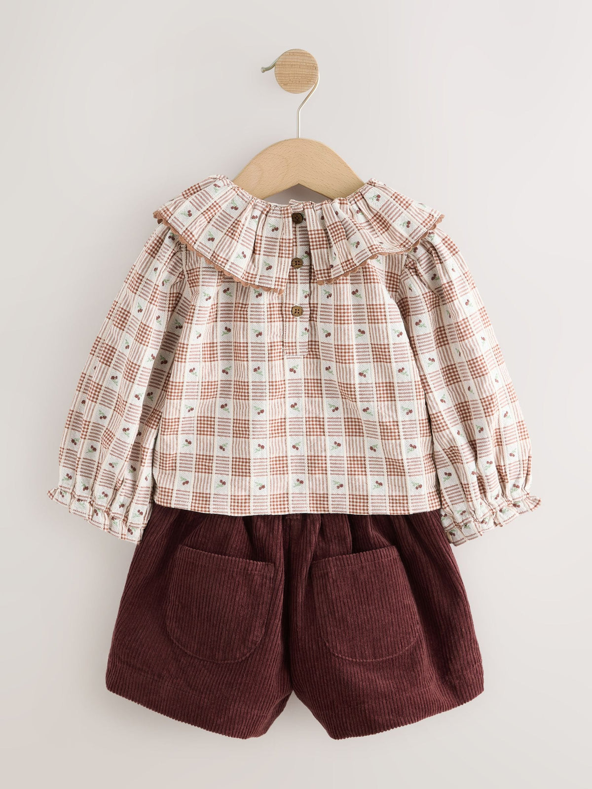 Chocolate Brown Cord Short, Blouse & Tight 3 Piece Set (3mths-7yrs)