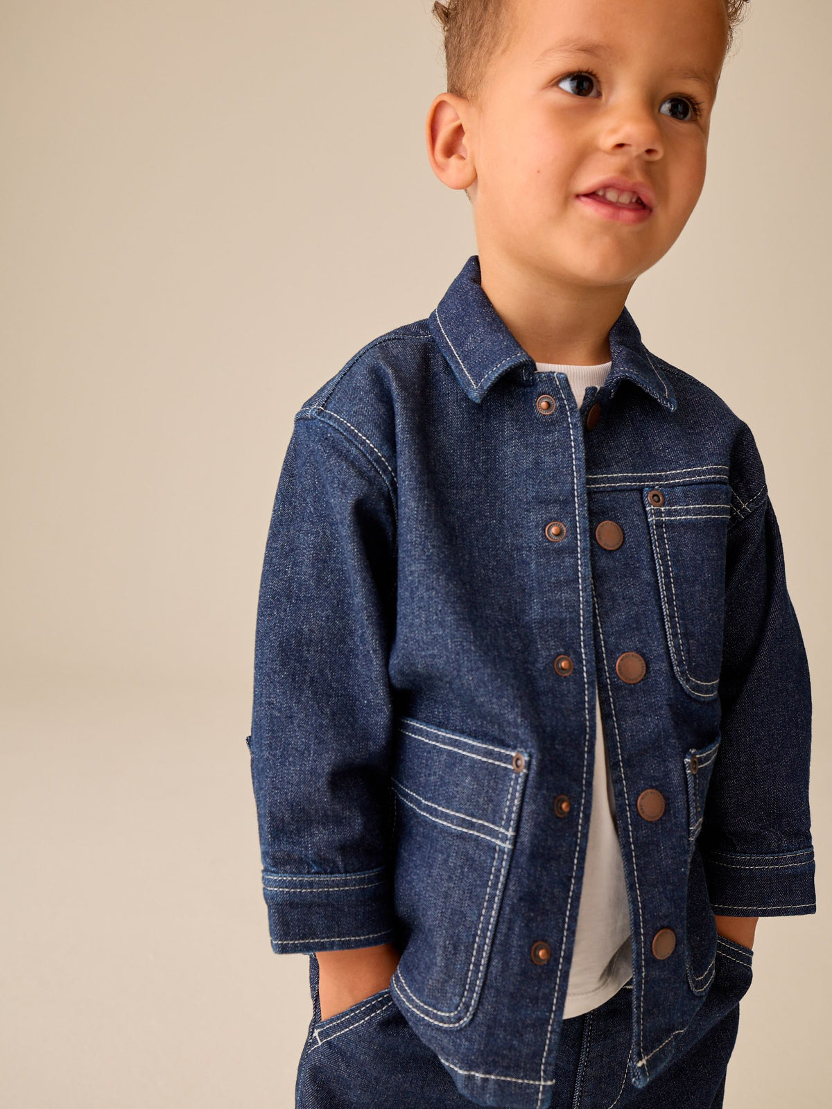 Rinse Wash Denim Shacket and Wide Leg Jeans Set (3mths-7yrs)