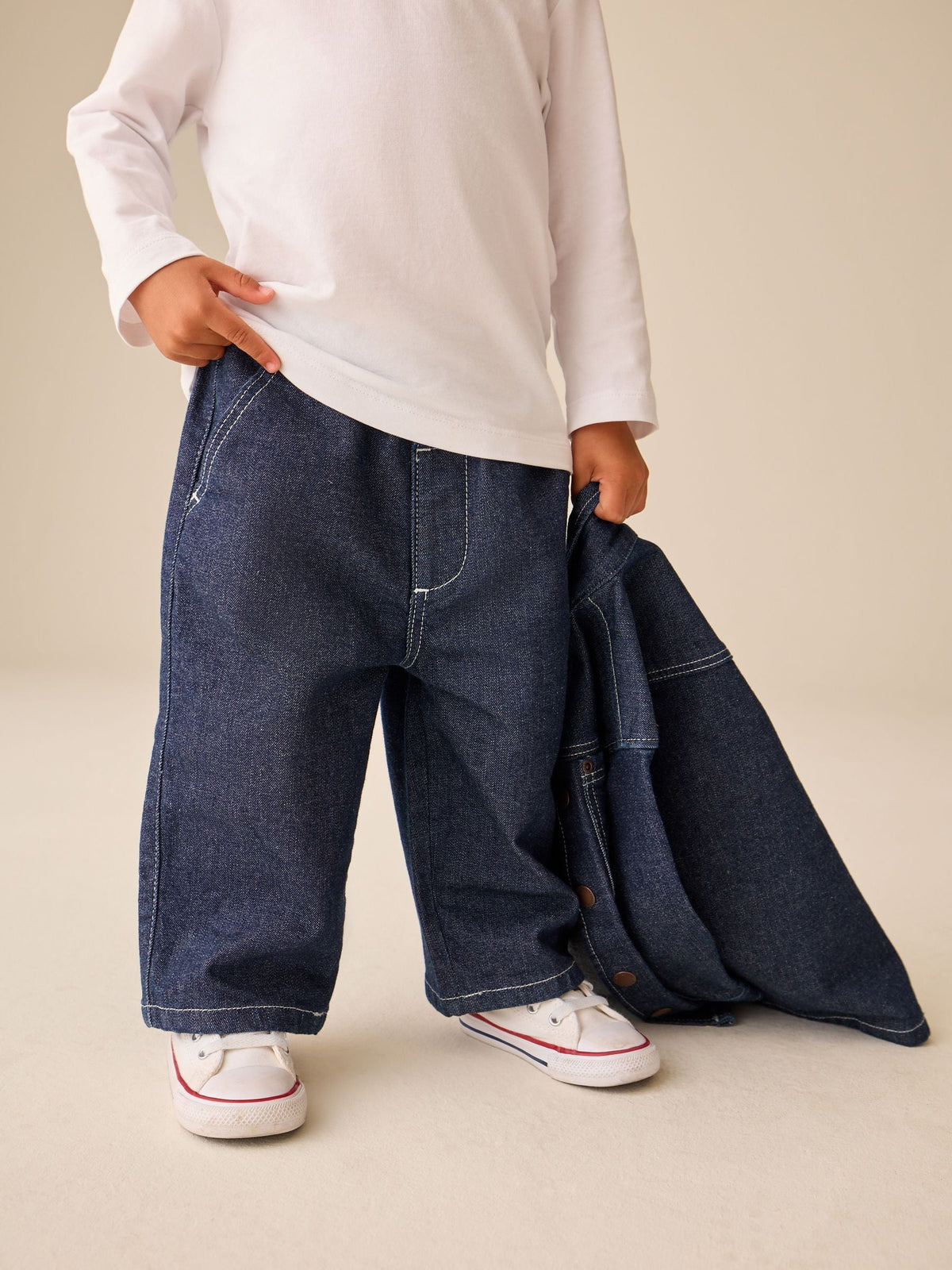 Rinse Wash Denim Shacket and Wide Leg Jeans Set (3mths-7yrs)