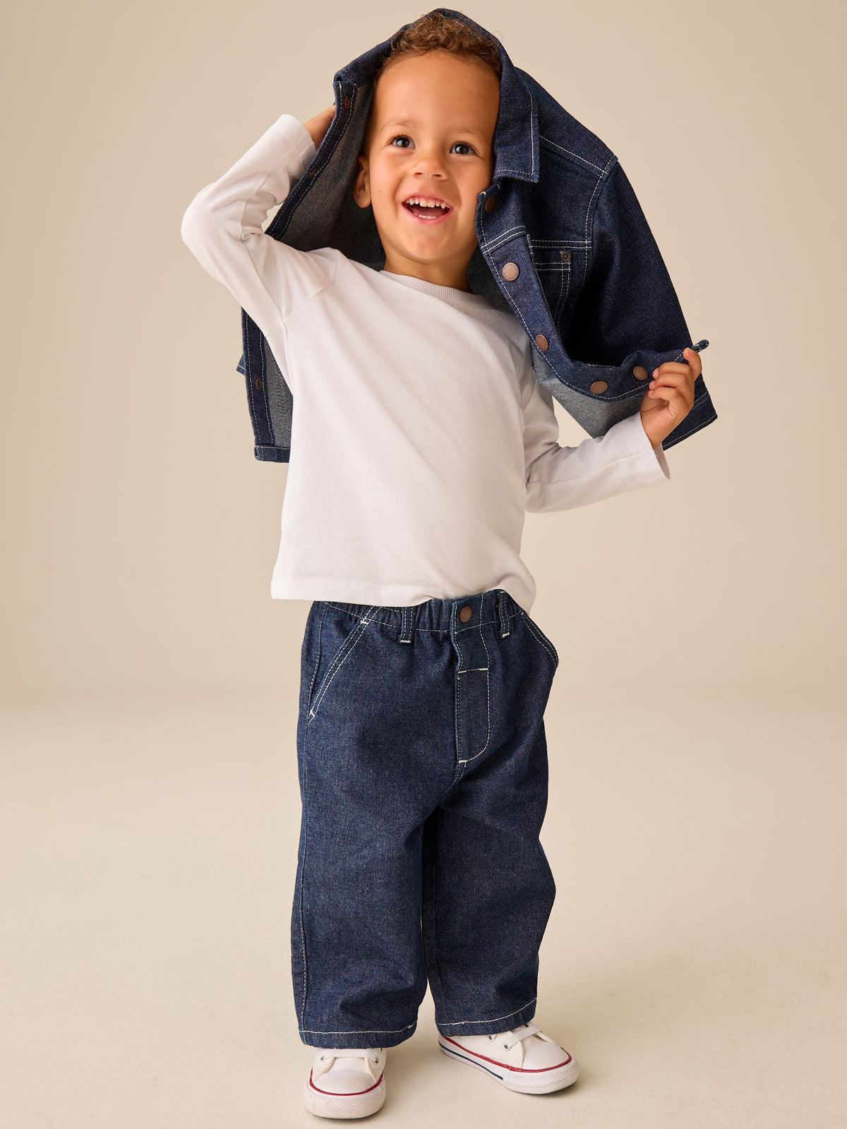 Rinse Wash Denim Shacket and Wide Leg Jeans Set (3mths-7yrs)