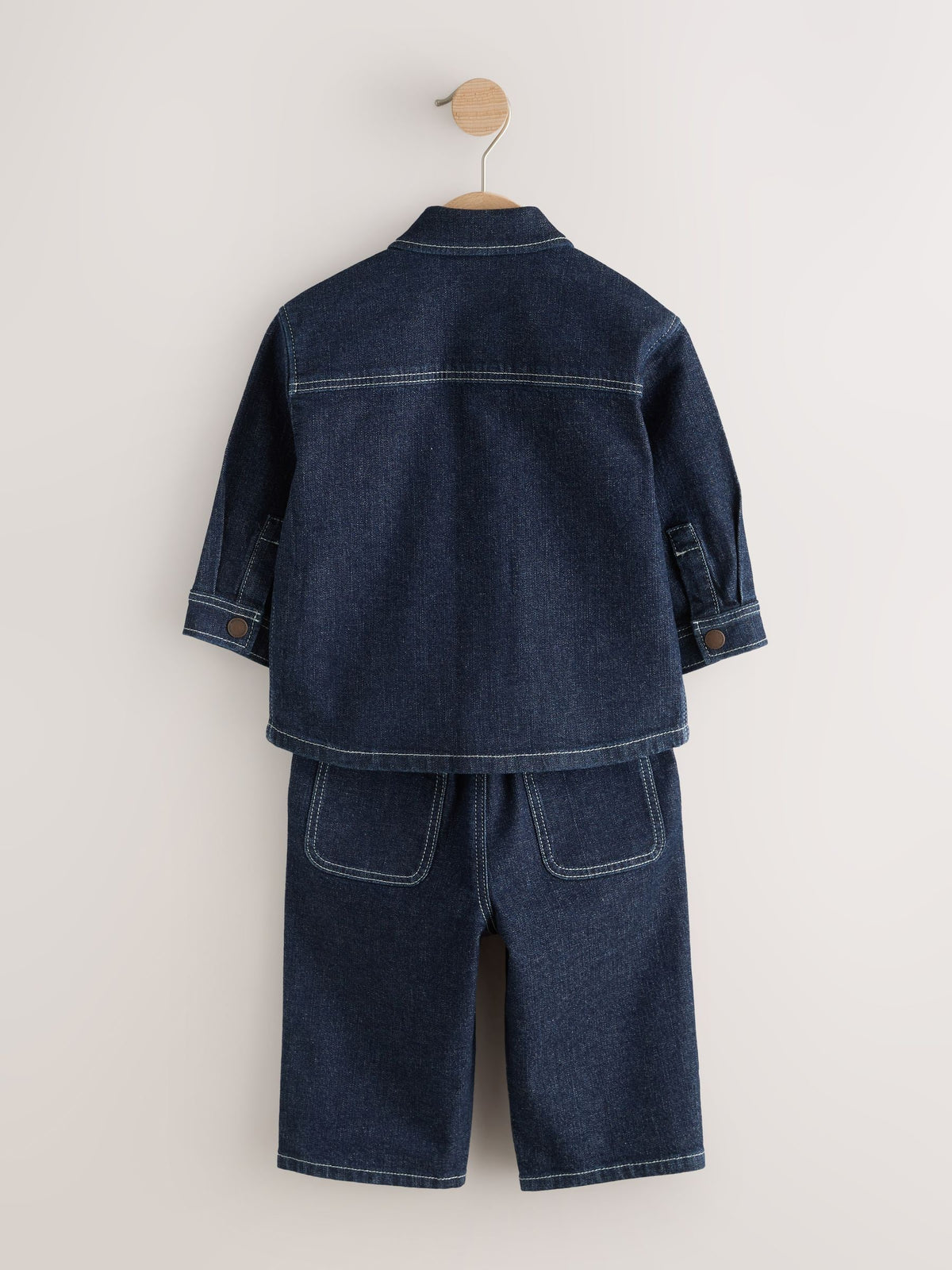 Rinse Wash Denim Shacket and Wide Leg Jeans Set (3mths-7yrs)