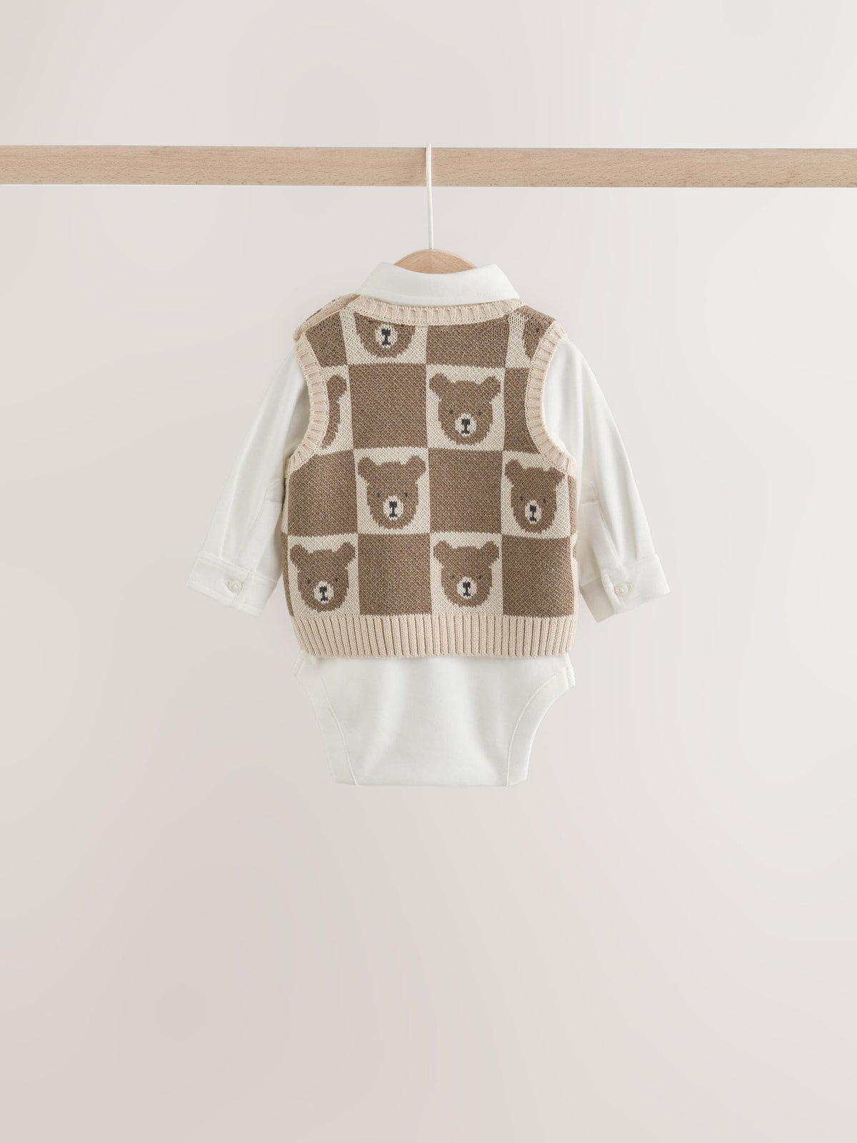 Brown Knit Vest Bodysuit and Trousers Set (0mths-3yrs)