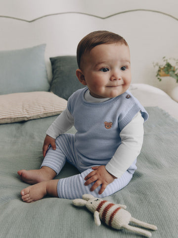 Blue Baby Knit Vest, Bodysuit and Trousers Set (0mths-3yrs)