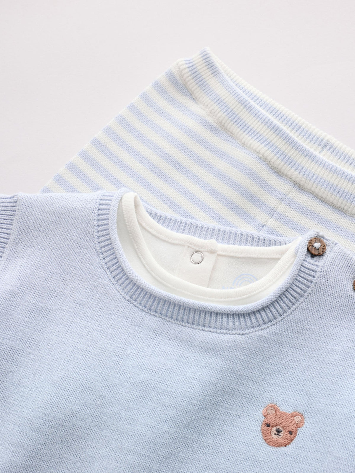 Blue Baby Knit Vest, Bodysuit and Trousers Set (0mths-3yrs)