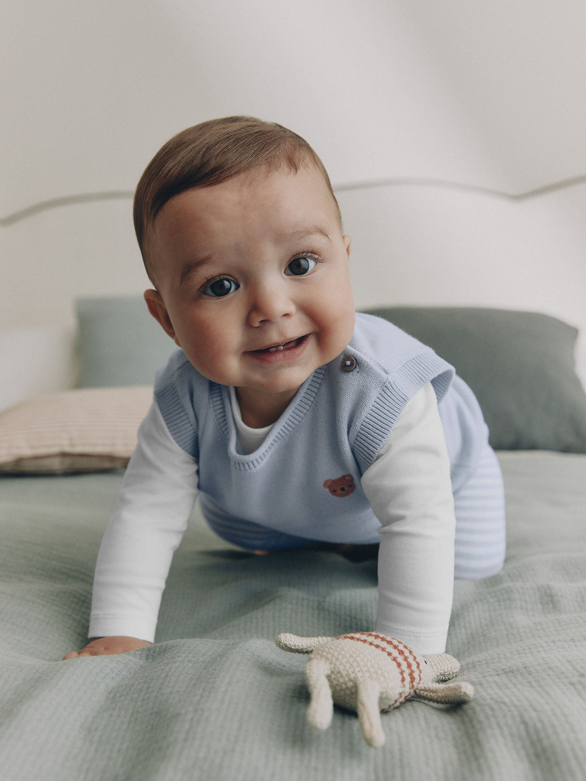 Blue Baby Knit Vest, Bodysuit and Trousers Set (0mths-3yrs)
