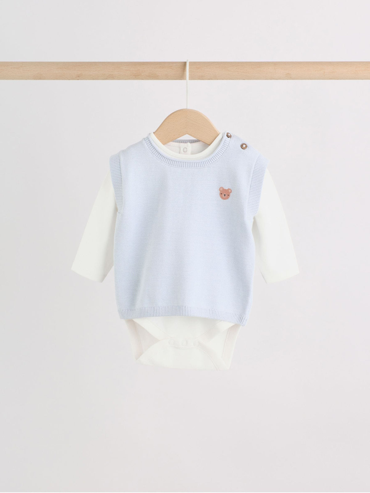Blue Baby Knit Vest, Bodysuit and Trousers Set (0mths-3yrs)