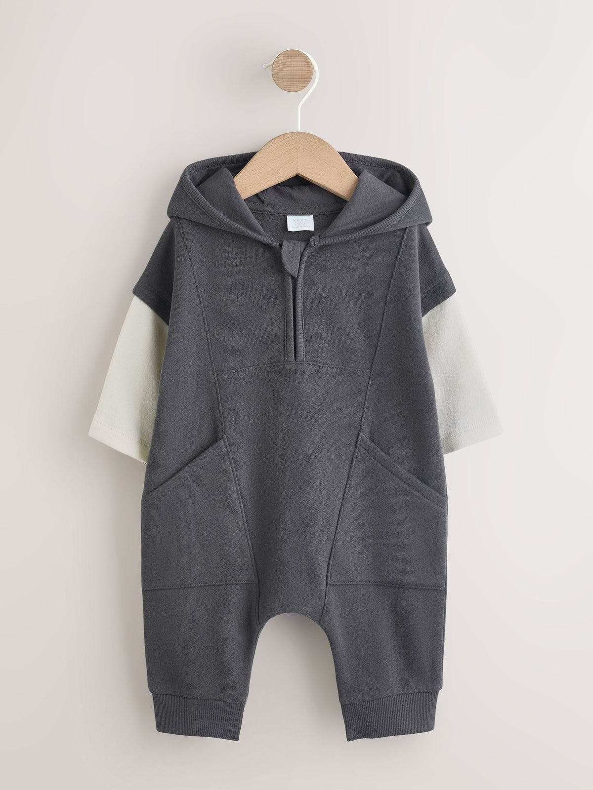 Charcoal Grey Hooded Sweat Baby Romper (0mths-3yrs)