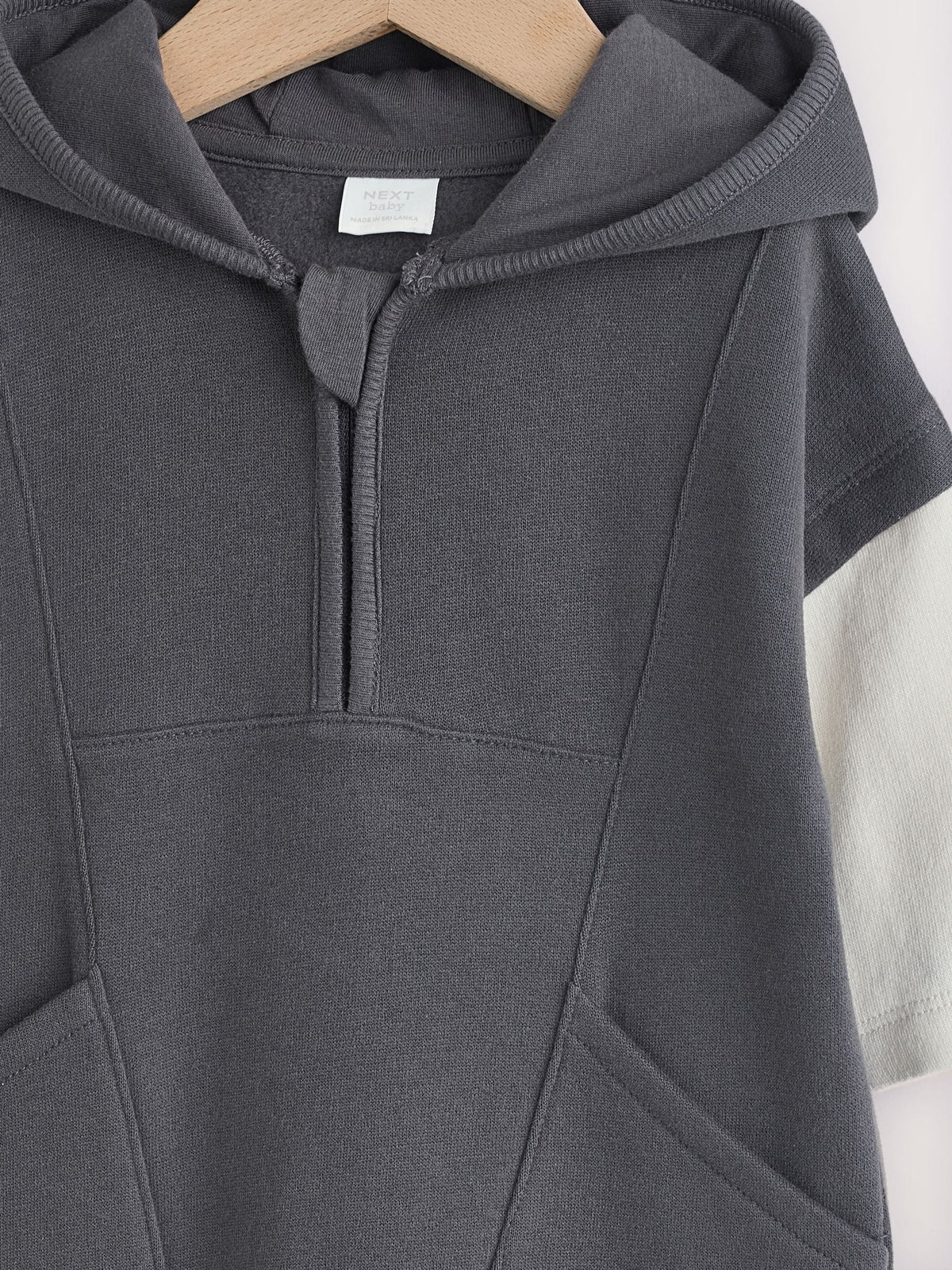 Charcoal Grey Hooded Sweat Baby Romper (0mths-3yrs)