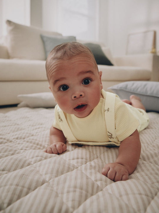 Neutral Winnie The Pooh Baby Dungaree and Bodysuit Set (0mths-2yrs)