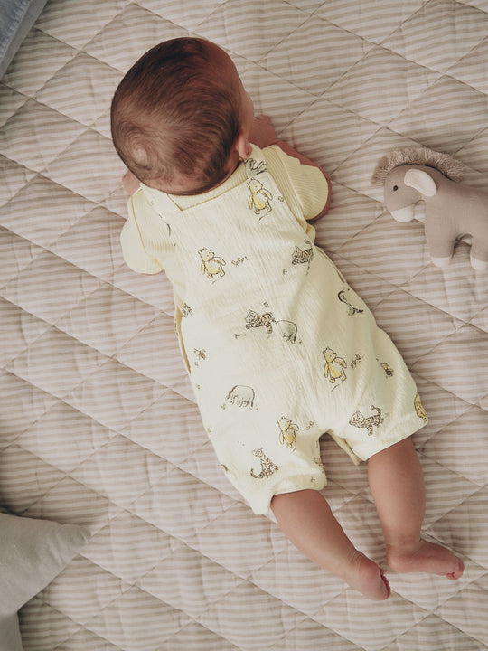 Neutral Winnie The Pooh Baby Dungaree and Bodysuit Set (0mths-2yrs)