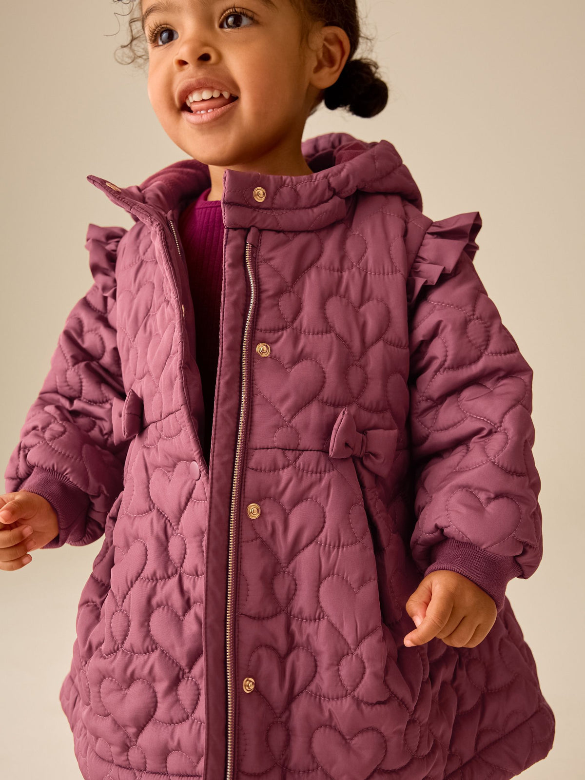 Dark Pink Shower Resistant Skirted Quilted Coat (3mths-7yrs)