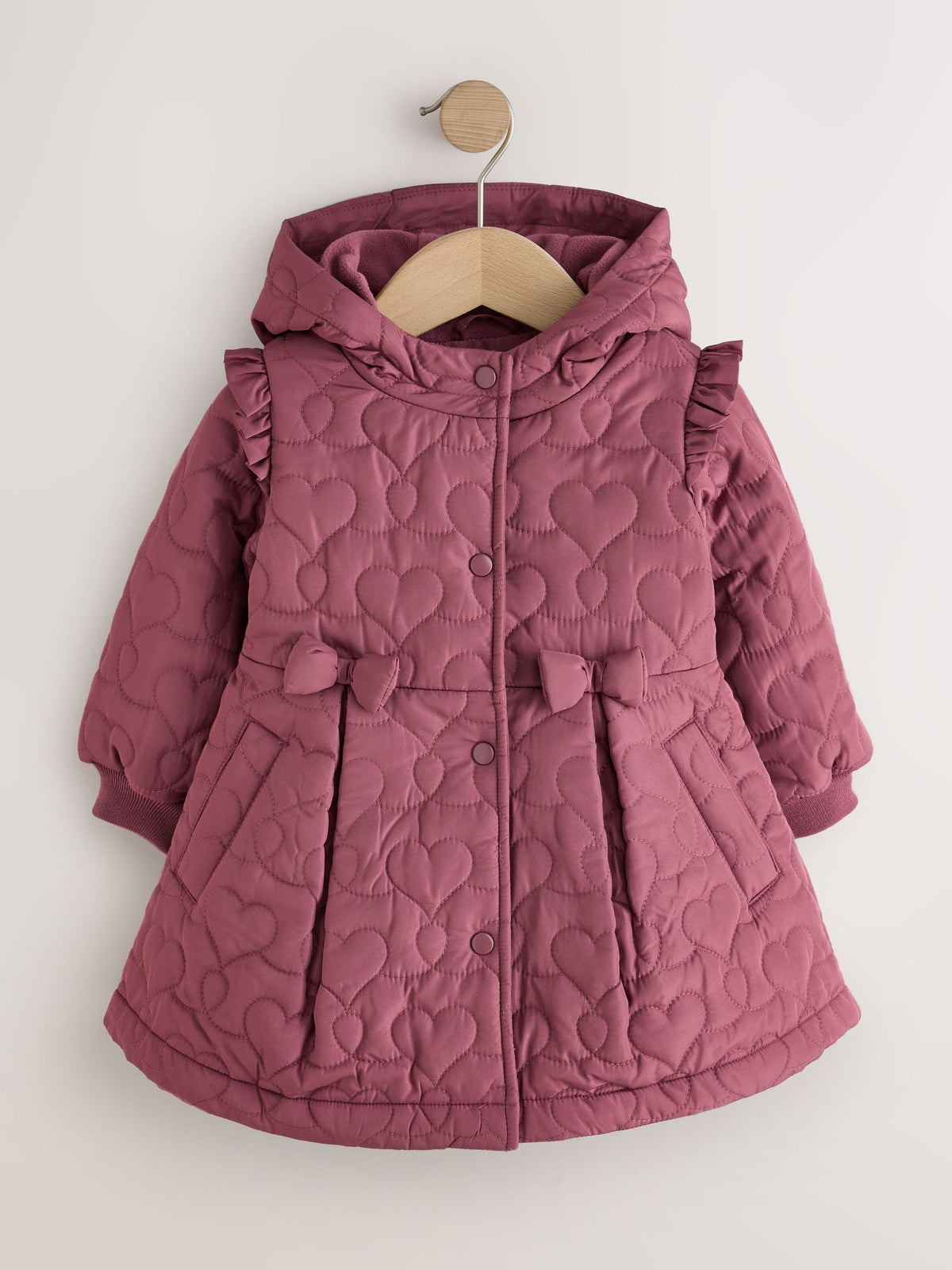 Dark Pink Shower Resistant Skirted Quilted Coat (3mths-7yrs)