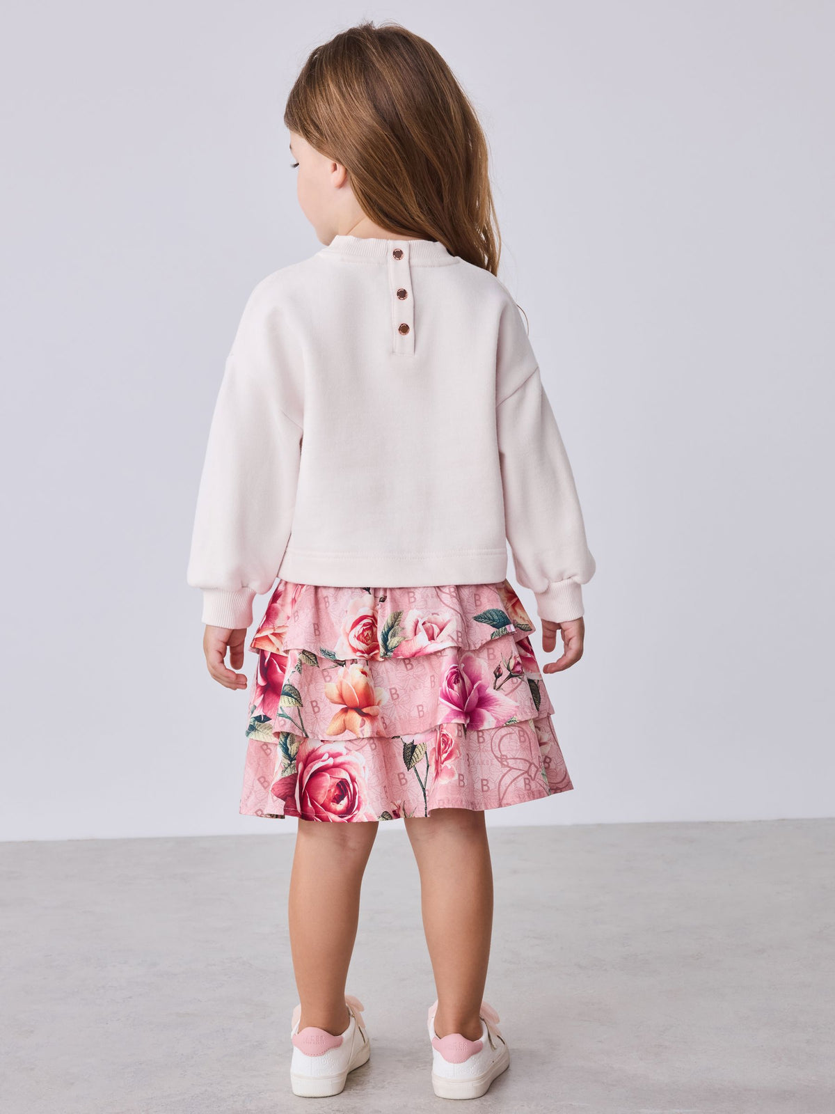 Baker by Ted Baker Pink Sweat Top & Printed Tiered Skirts Set 2 Piece