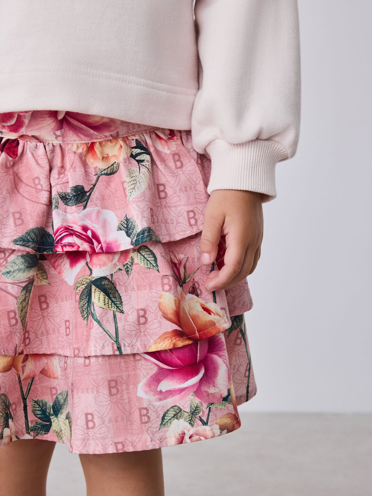Baker by Ted Baker Pink Sweat Top & Printed Tiered Skirts Set 2 Piece