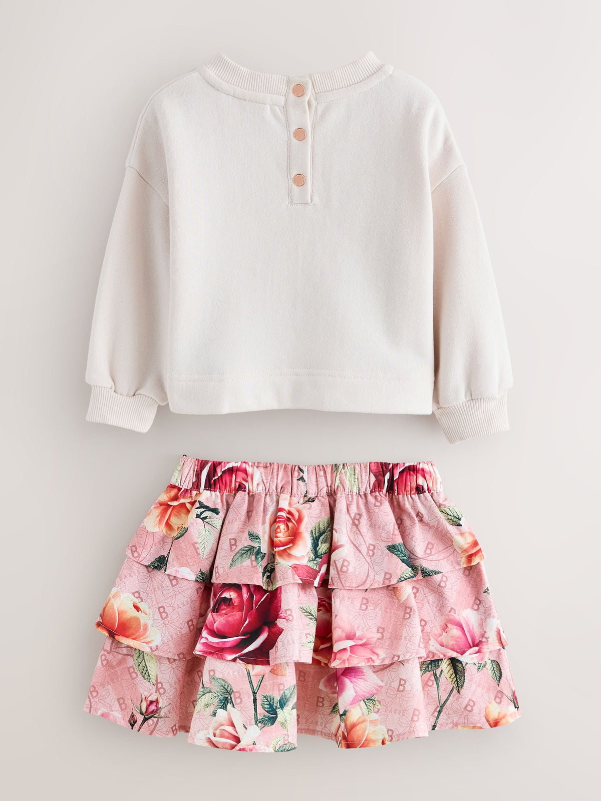 Baker by Ted Baker Pink Sweat Top & Printed Tiered Skirts Set 2 Piece