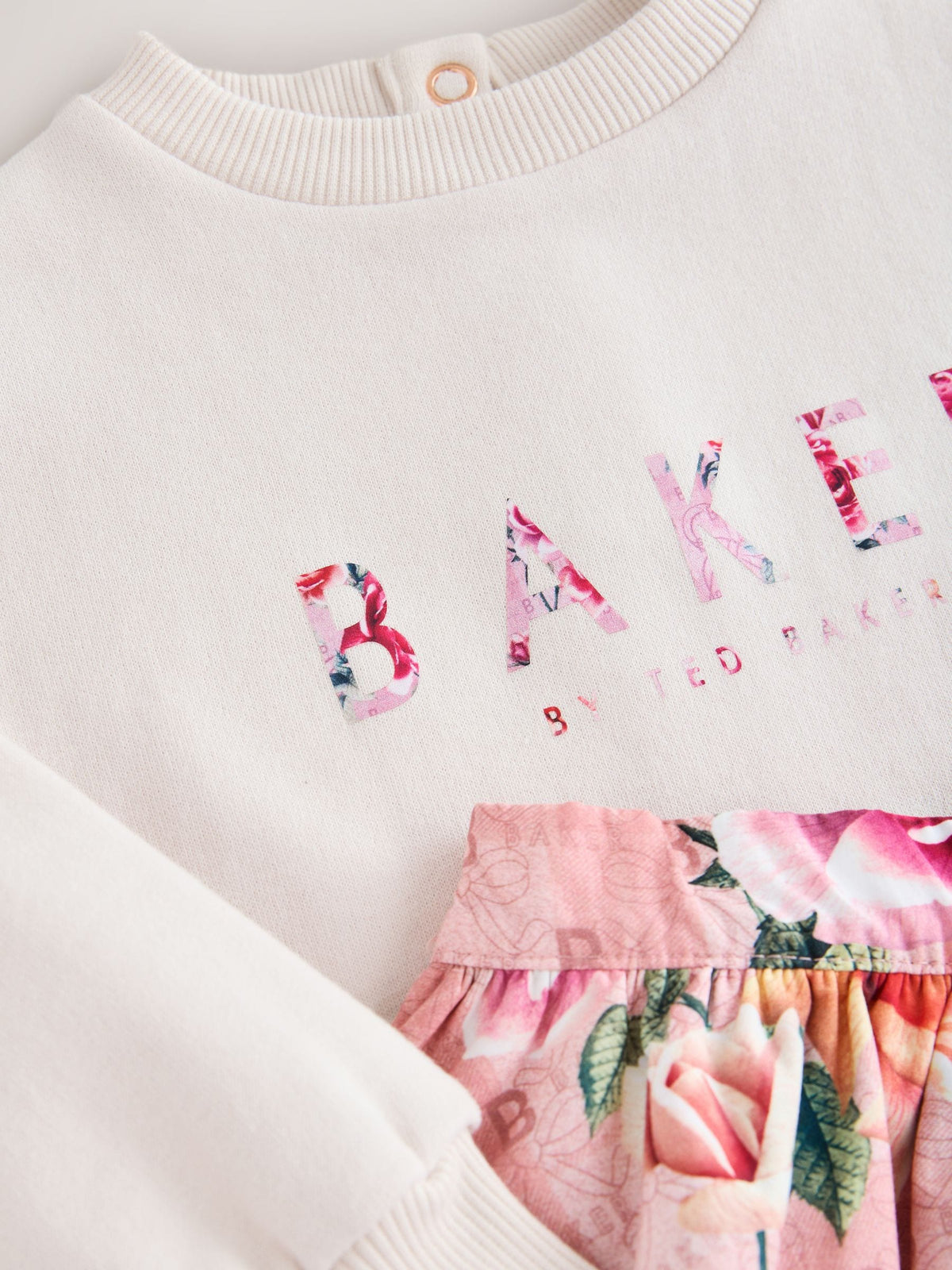 Baker by Ted Baker Pink Sweat Top & Printed Tiered Skirts Set 2 Piece