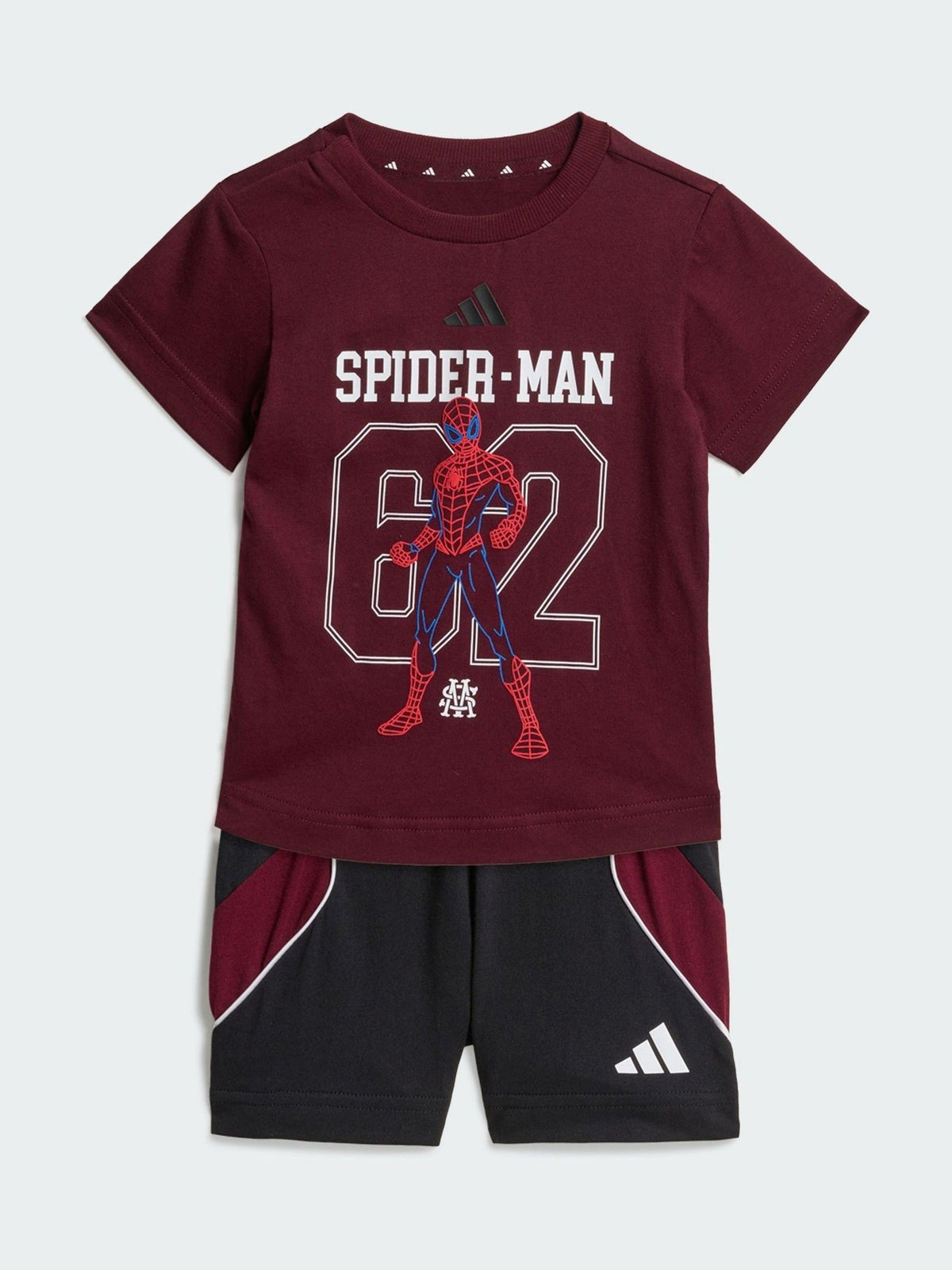adidas Burgundy Red Spiderman Top and Shorts Set