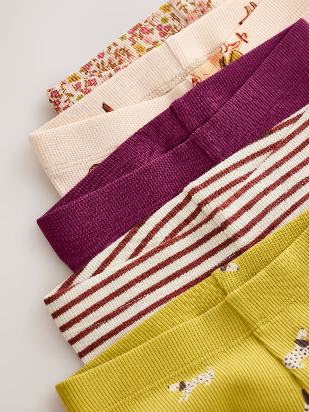 Purple Ribbed Leggings 5 Pack (3mths-7yrs)
