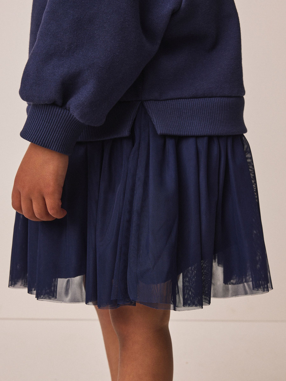 Navy Bow Long Sleeve Sweat Dress (3mths-7yrs)