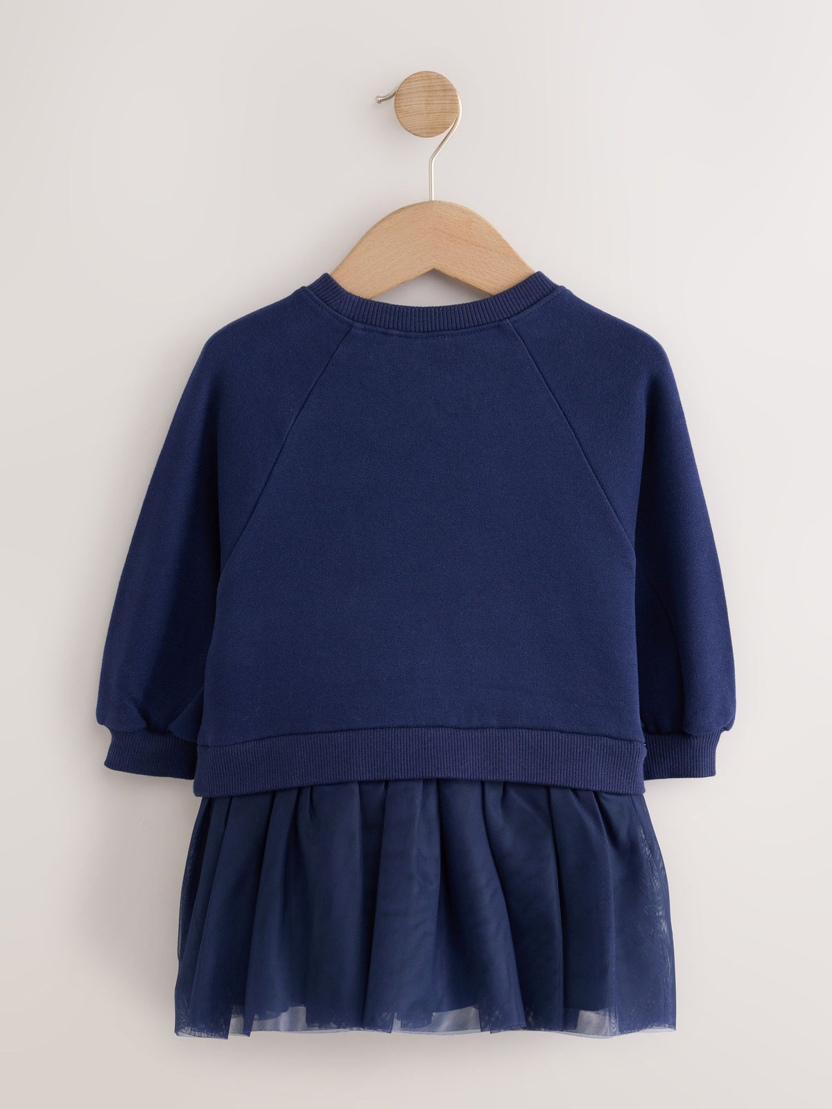 Navy Bow Long Sleeve Sweat Dress (3mths-7yrs)