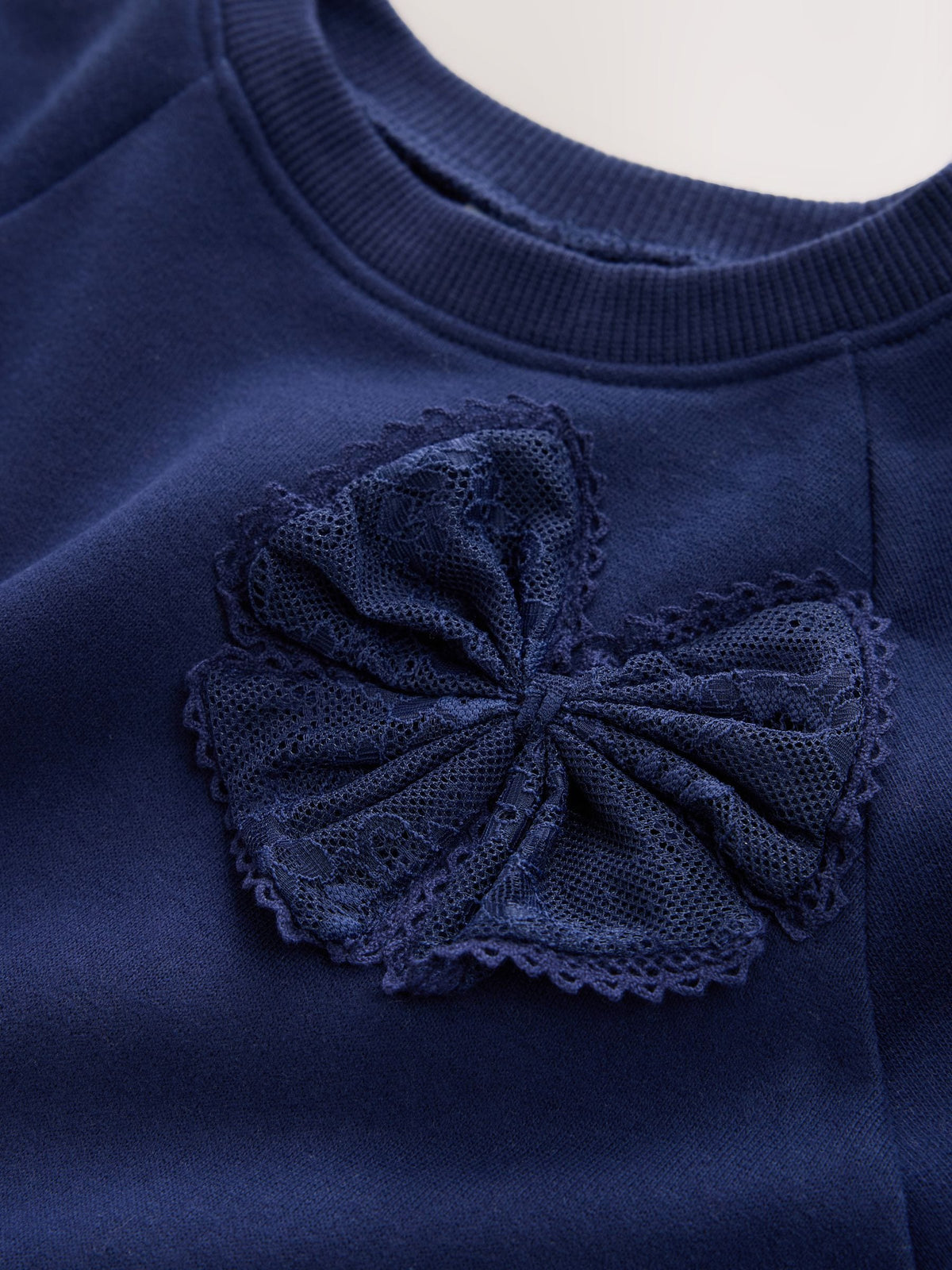 Navy Bow Long Sleeve Sweat Dress (3mths-7yrs)