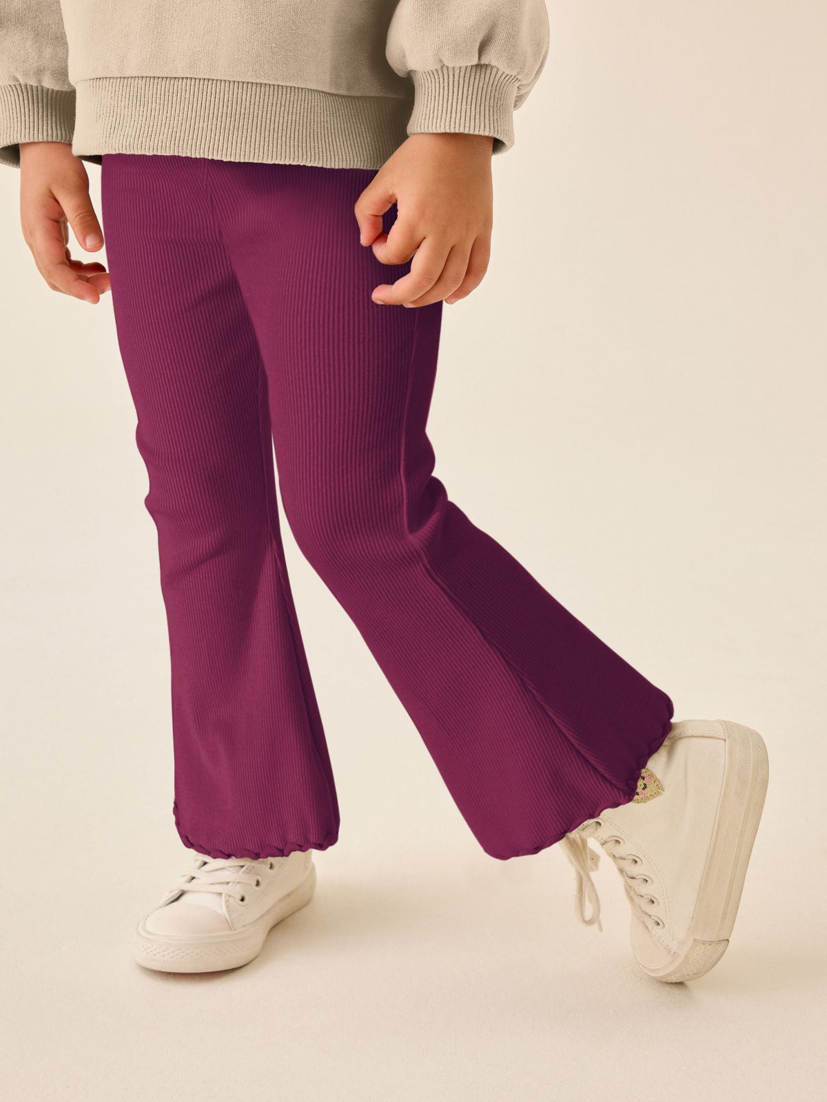 Burgundy Red Rib Flare Leggings (3mths-7yrs)