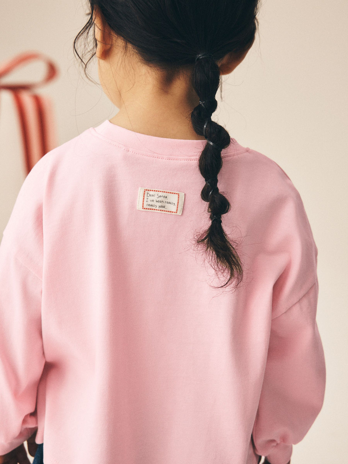 Light Pink Chistmas Applique Long Sleeve Top (3mths-7yrs)