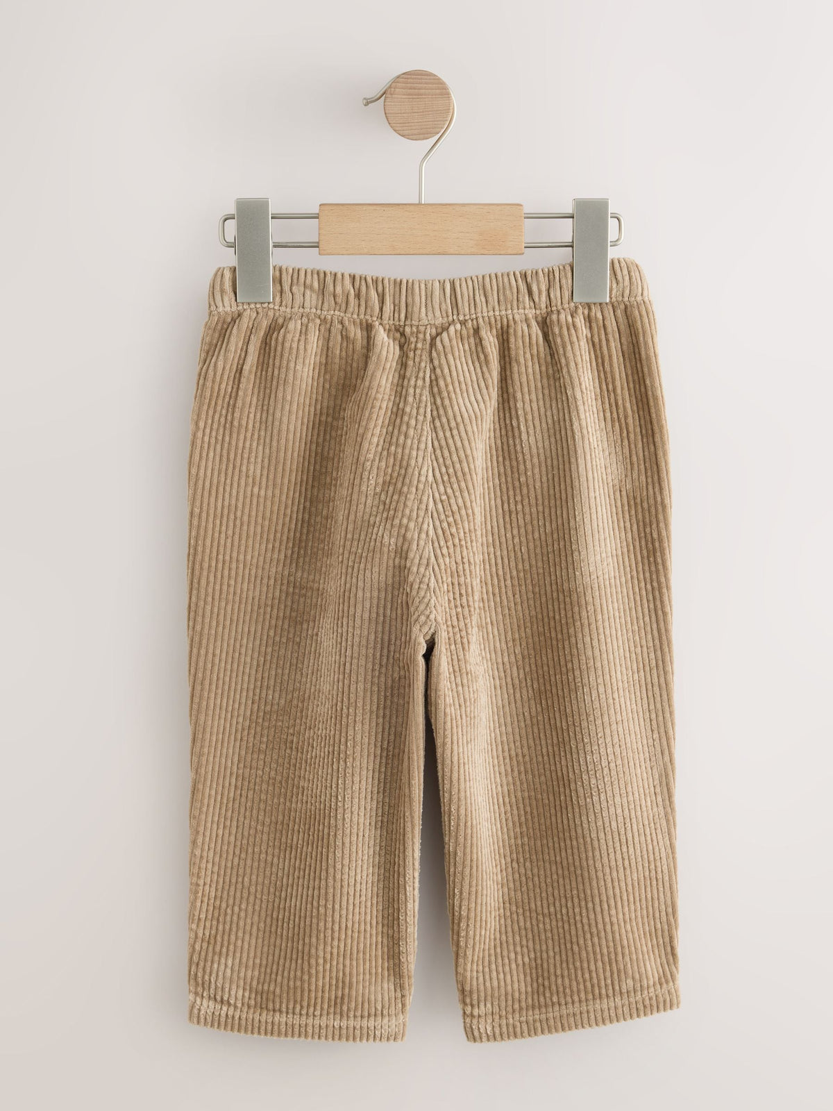 Stone Beige Barrel Leg Textured Corduroy Pull On Trousers (3mths-7yrs)