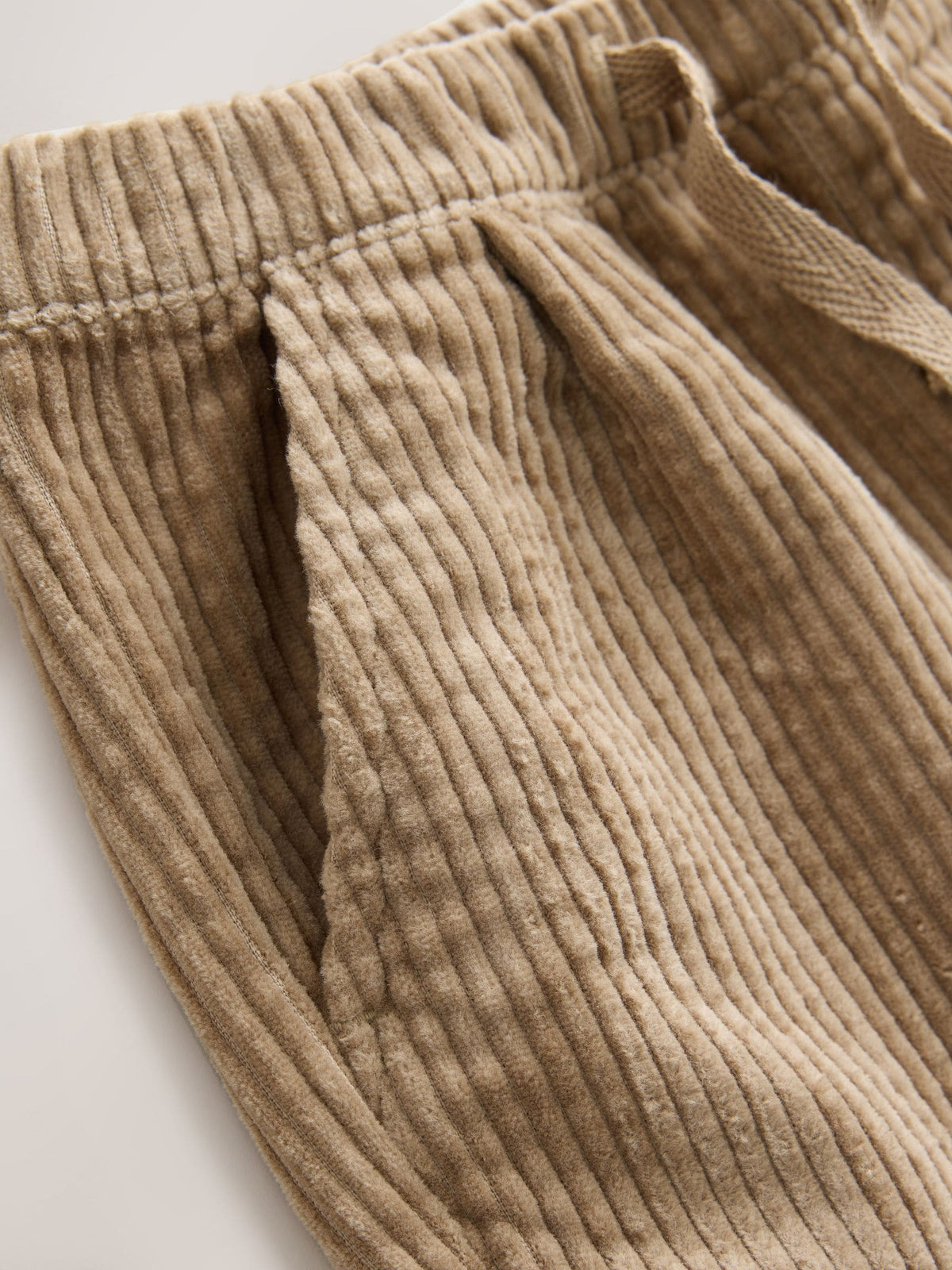 Stone Beige Barrel Leg Textured Corduroy Pull On Trousers (3mths-7yrs)
