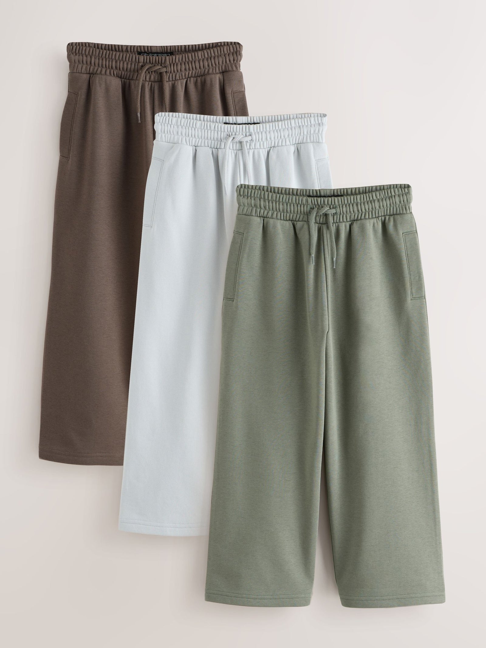 Brown/Khaki/Grey Wide Fit Joggers 3 Pack (3-16yrs)