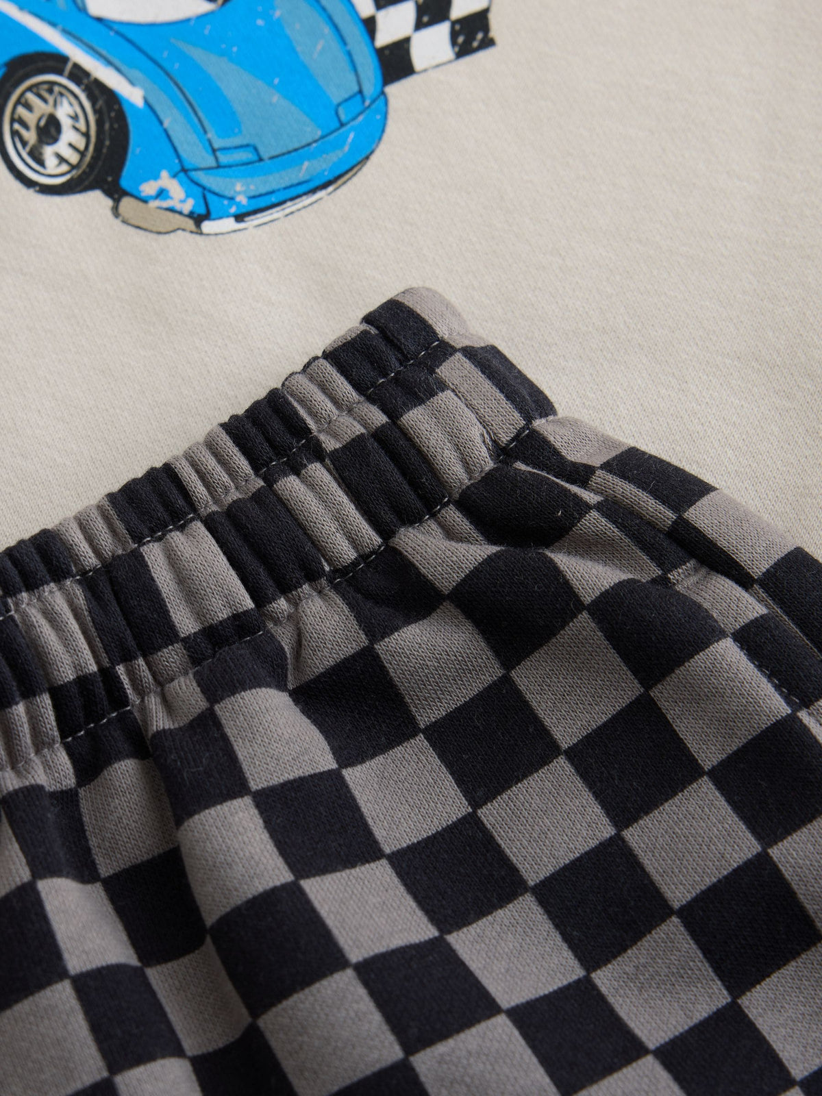 Grey Checkerboard Hot Wheels Crew And Jogger Set (9mths-8yrs)