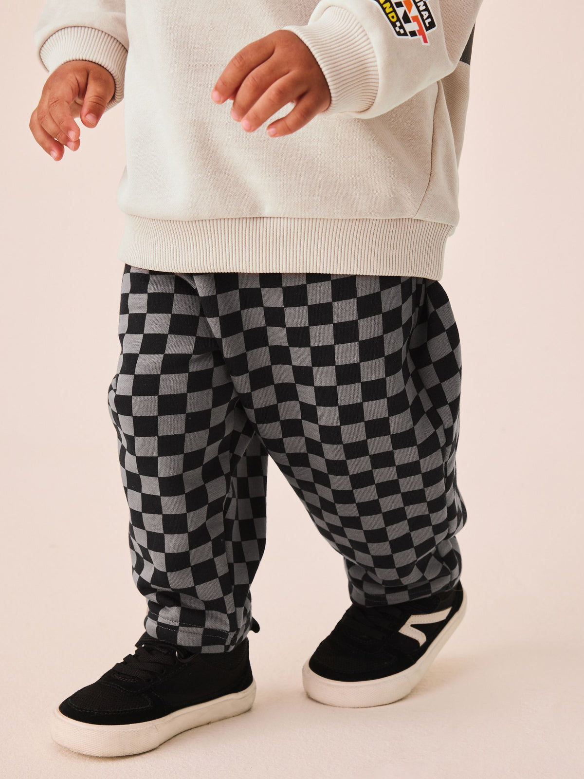 Grey Checkerboard Hot Wheels Crew And Jogger Set (9mths-8yrs)