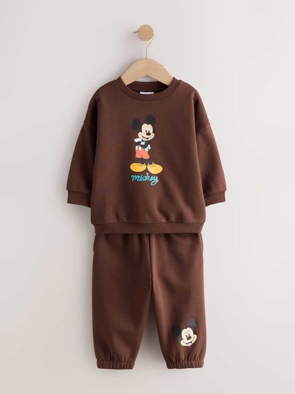 Chocolate Brown Mickey Mouse Crew Neck Sweat Top and Joggers Set (3mths-8yrs)