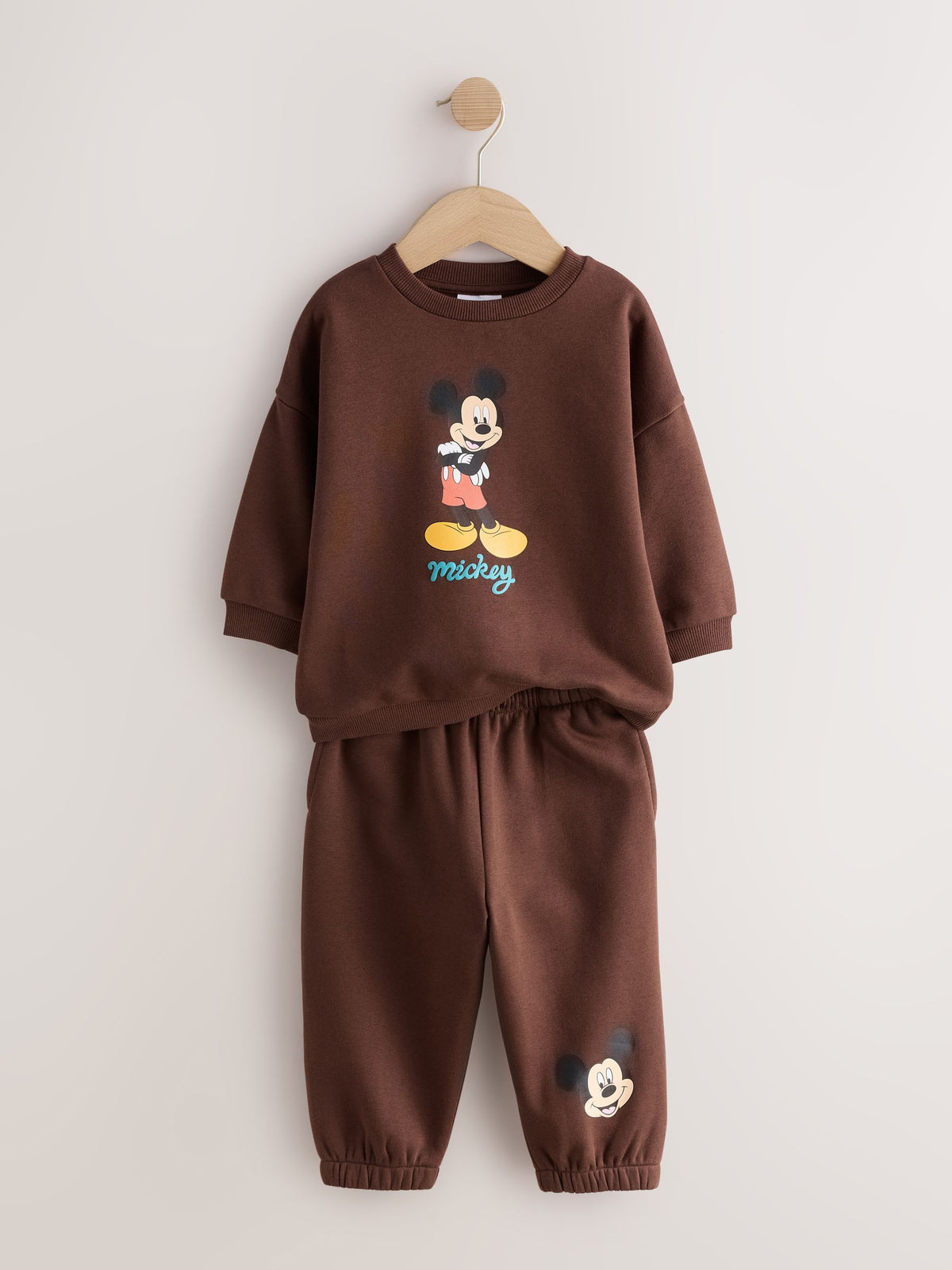 Chocolate Brown Mickey Mouse Crew Neck Sweat Top and Joggers Set (3mths-8yrs)