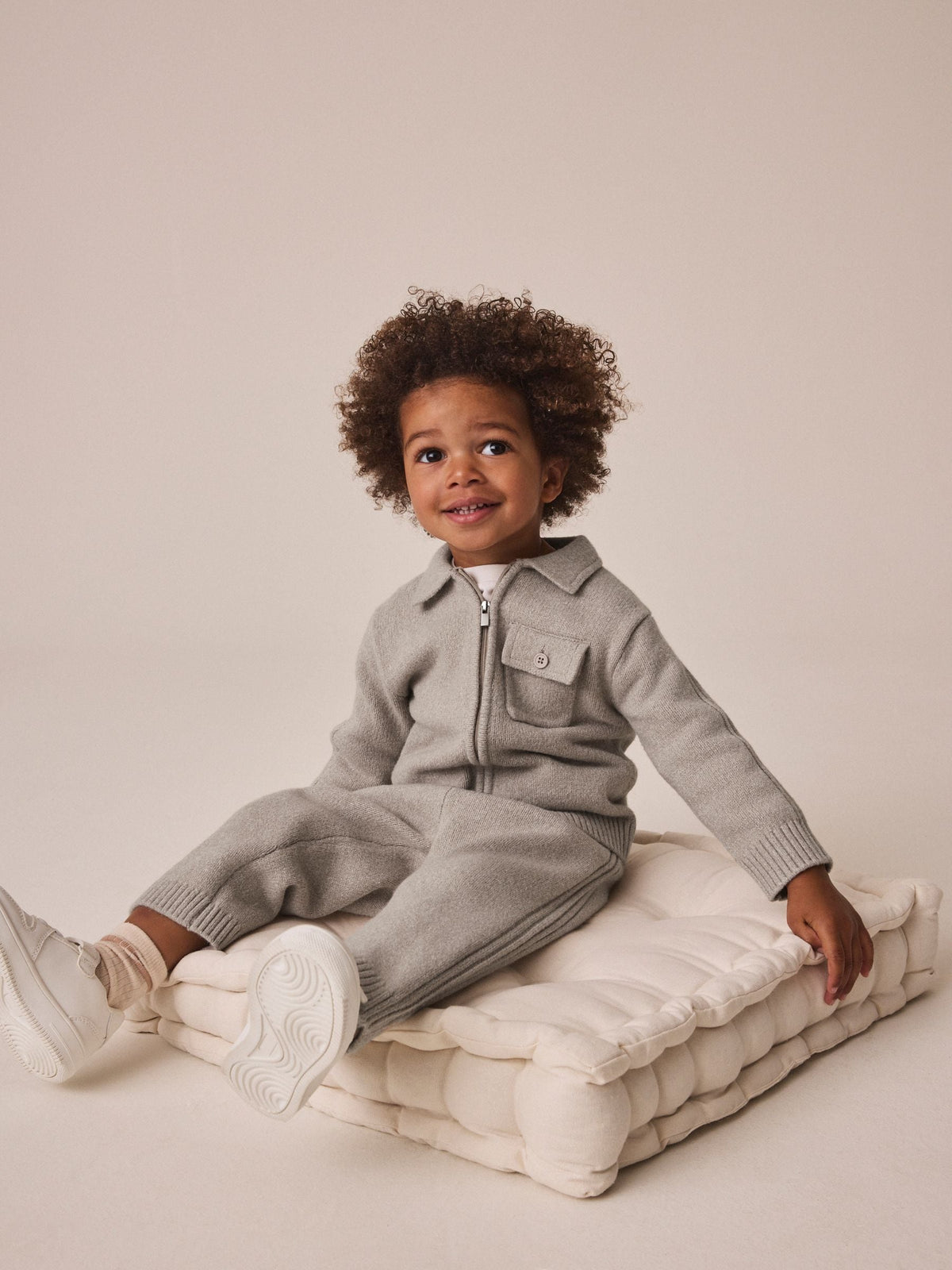 Neutral Knitted Zip Up Cardigan and Joggers Set (3mths-7yrs)