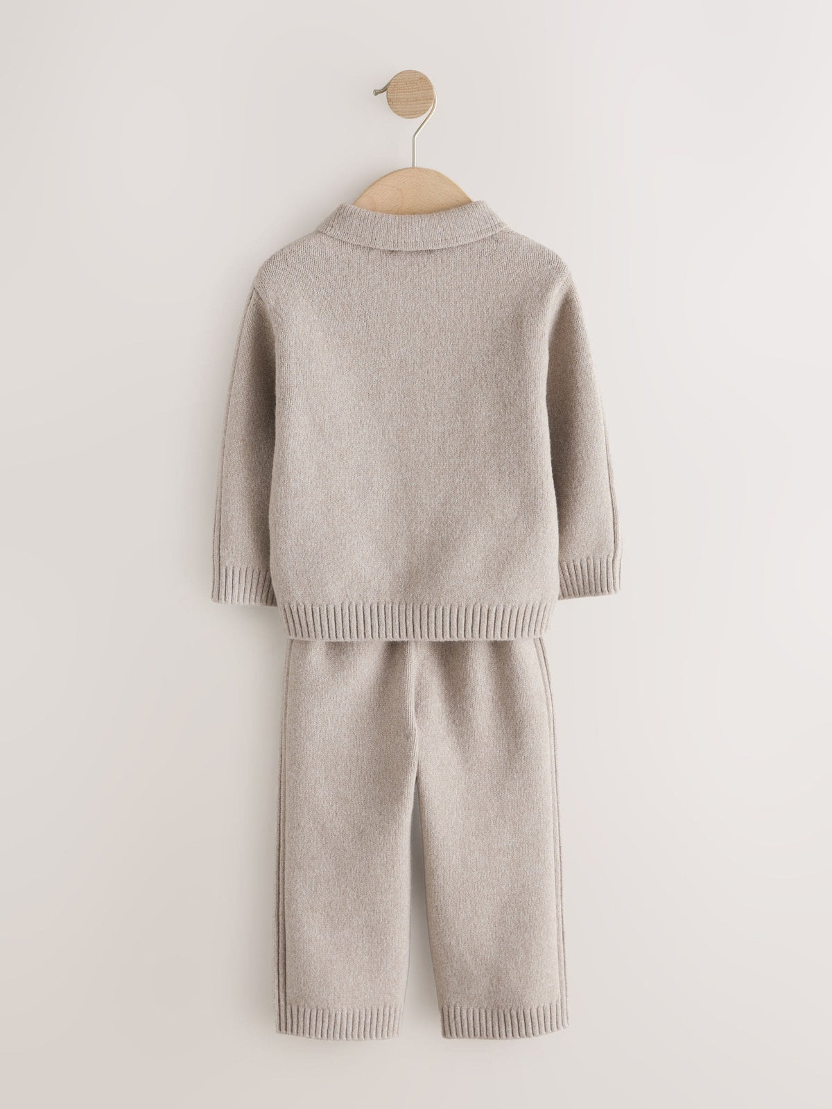 Neutral Knitted Zip Up Cardigan and Joggers Set (3mths-7yrs)