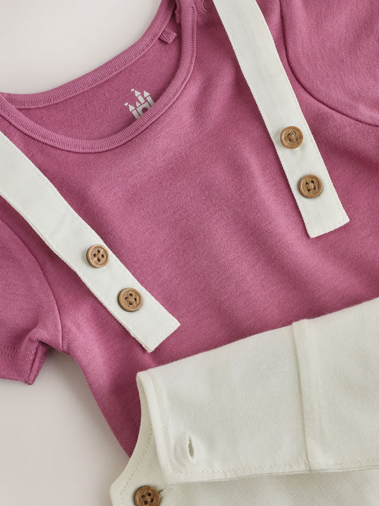 Ecru Embroidered Minnie Mouse Baby Dungaree Set (0mths-2yrs)