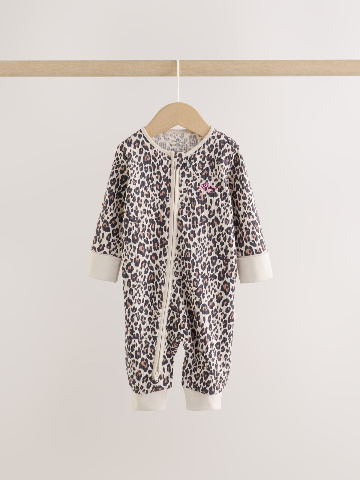 Pink Animal Print Two Way Zip Baby Sleepsuits 3 Pack (0mths-3yrs)