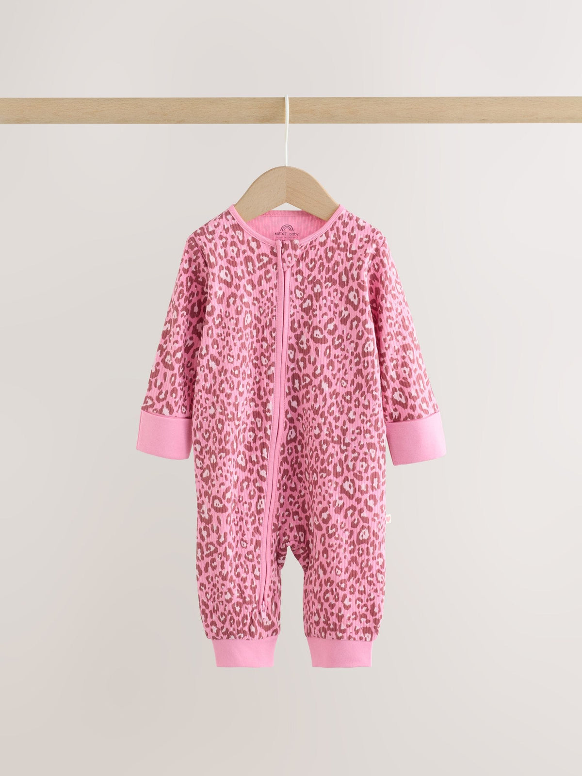 Pink Animal Print Two Way Zip Baby Sleepsuits 3 Pack (0mths-3yrs)