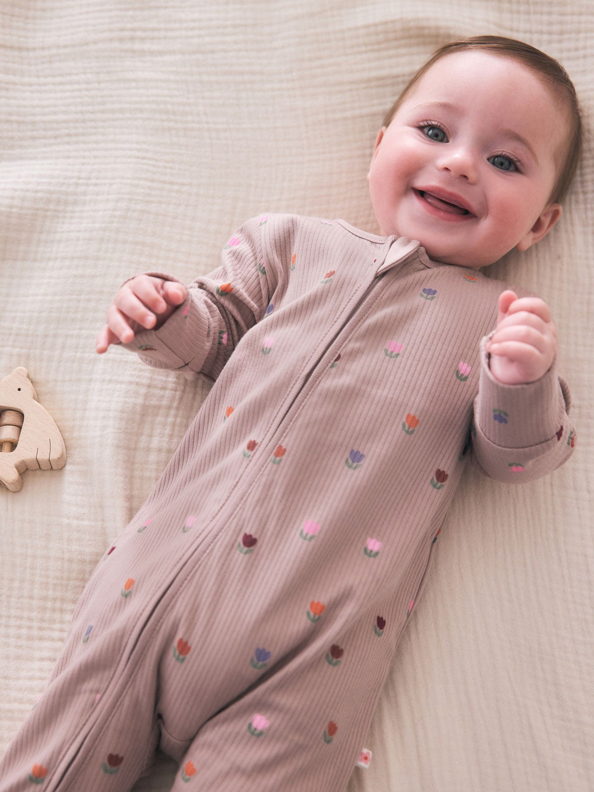 Orange Floral Two-Way Zip Baby Sleepsuits 4 Pack (0mths-3yrs)
