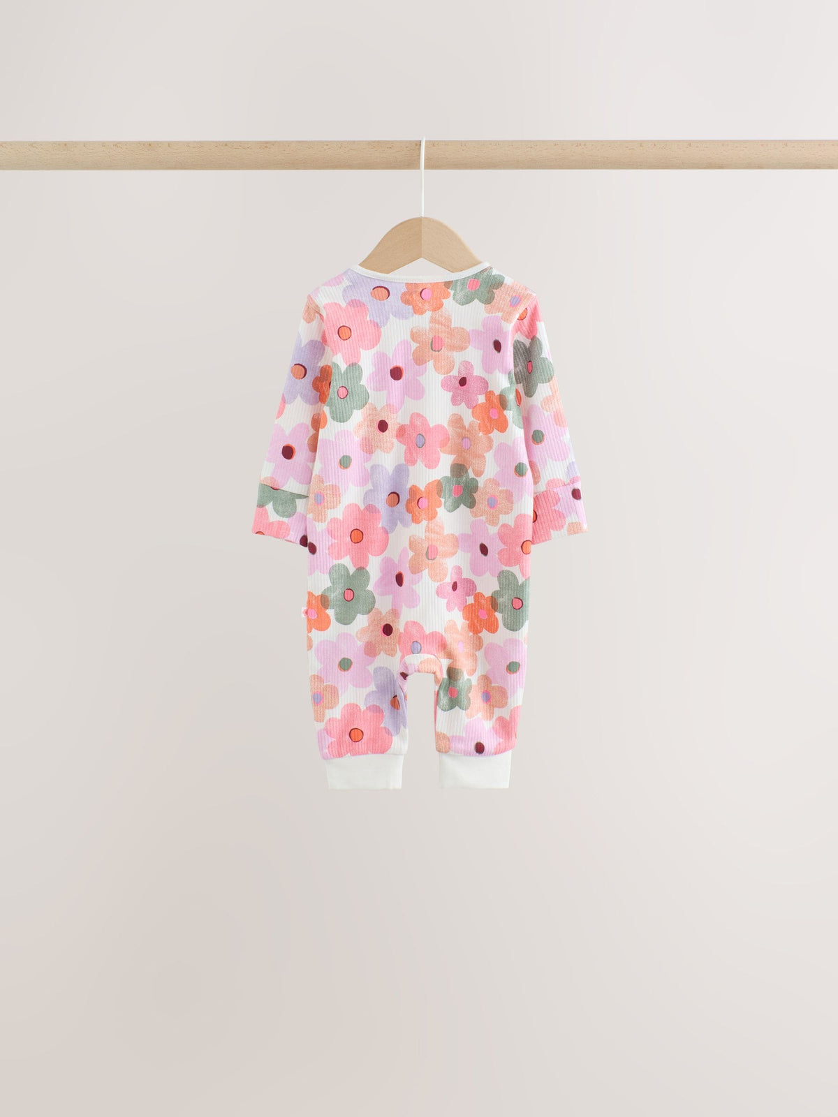 Orange Floral Two-Way Zip Baby Sleepsuits 4 Pack (0mths-3yrs)