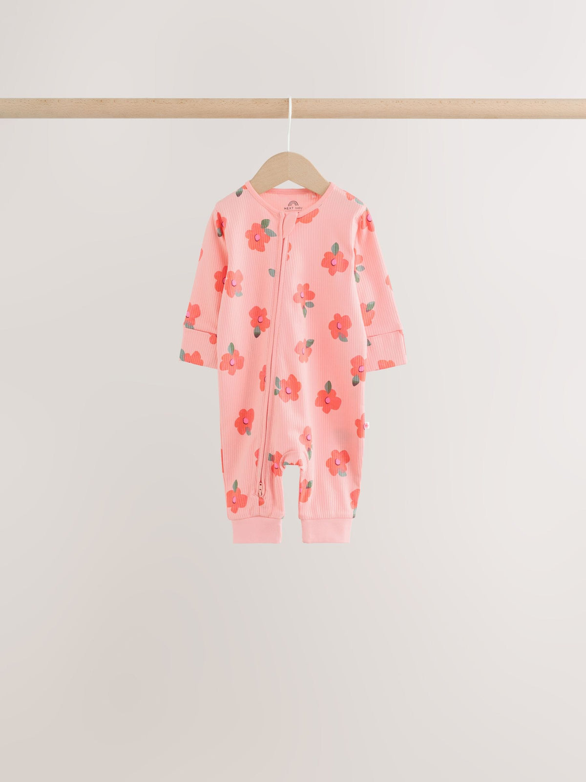 Orange Floral Two-Way Zip Baby Sleepsuits 4 Pack (0mths-3yrs)