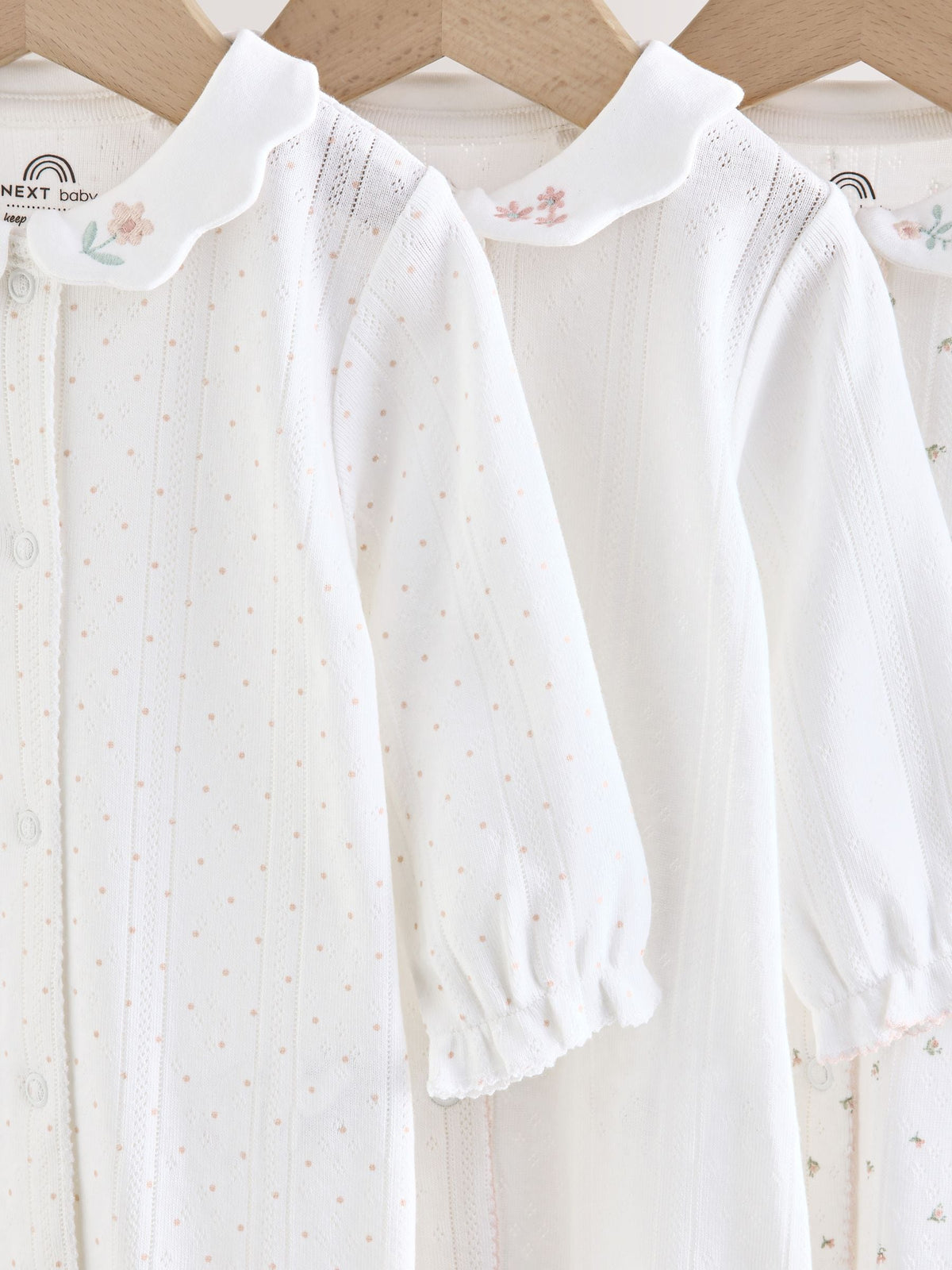 White Collar Baby Sleepsuits 3 Pack (0-2yrs)