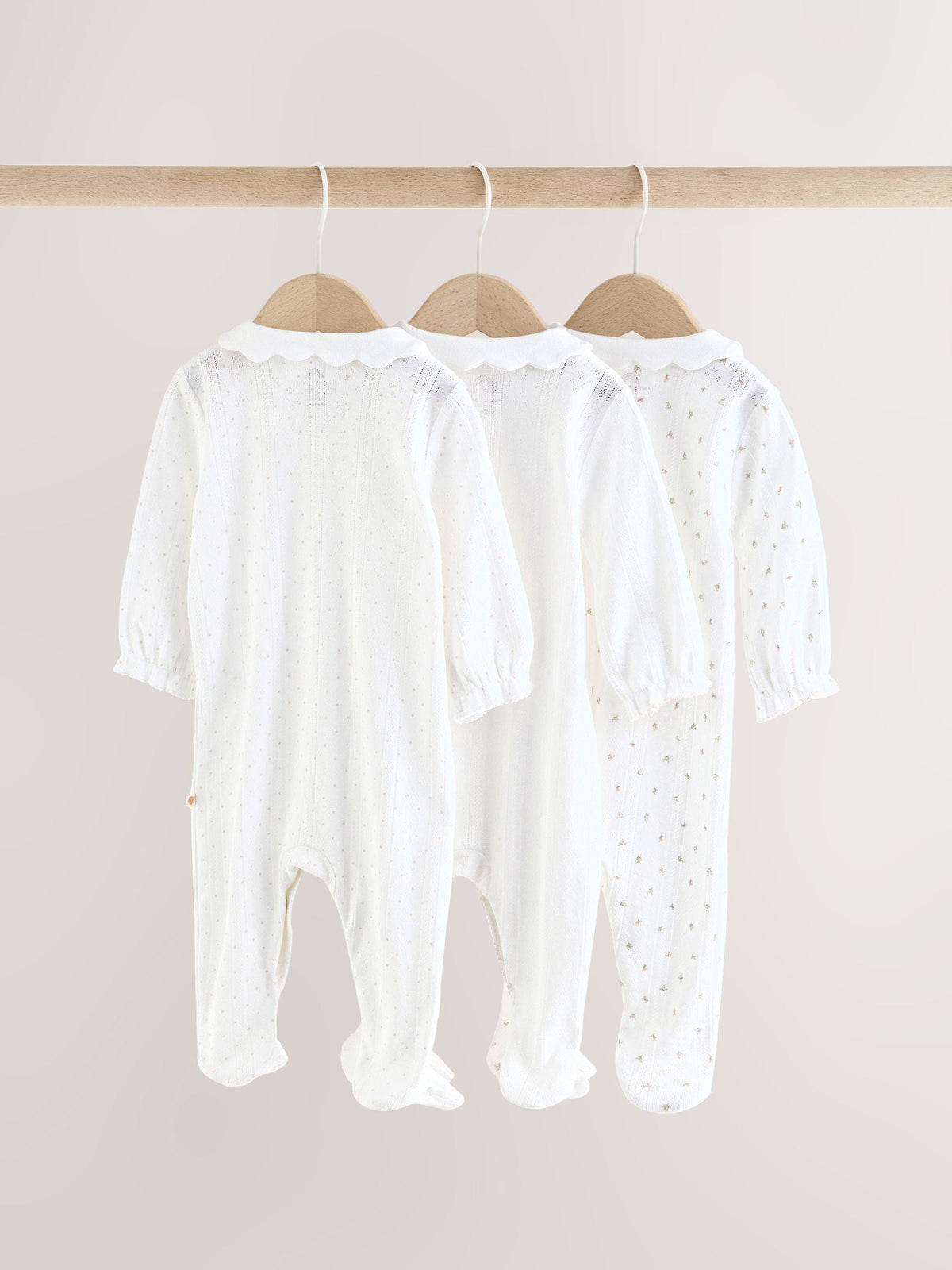 White Collar Baby Sleepsuits 3 Pack (0-2yrs)