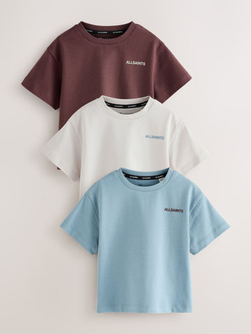smALLSAINTS Multi Logo Crew Relaxed Younger 3 Pack T-Shirts