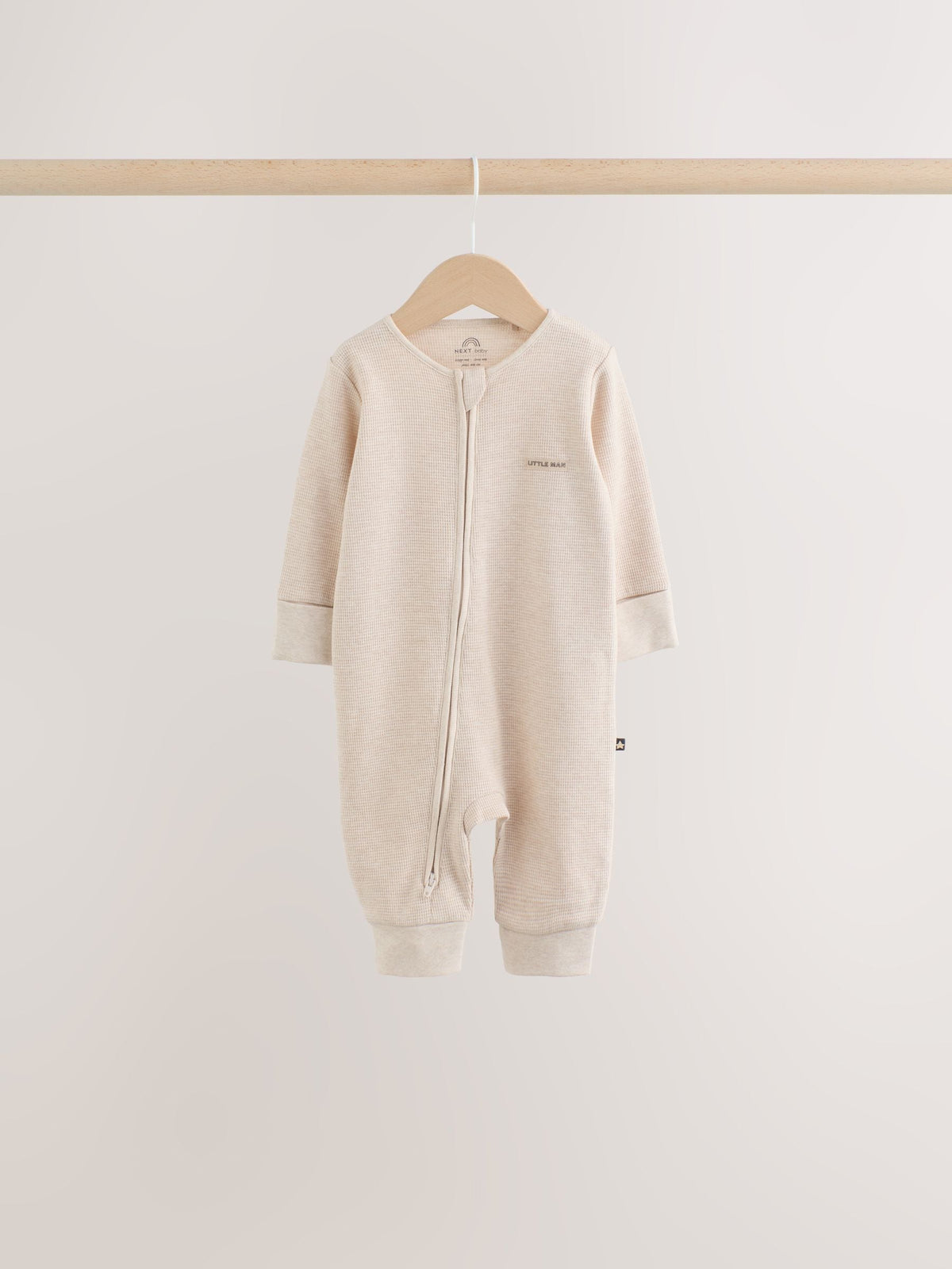 Neutral Sage Waffle Two Way Zip Baby Sleepsuits 4 Pack (0mths-3yrs)