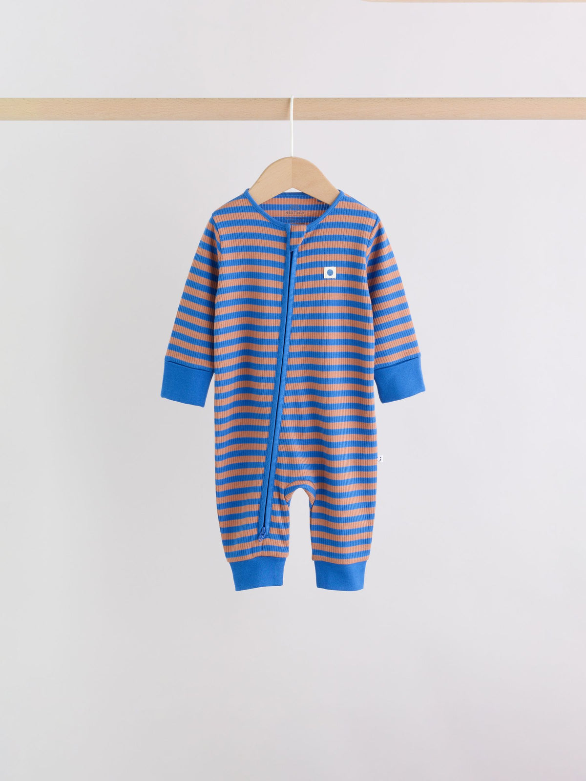 Blue/Green Stripe Two Way Zip Sleepsuits 4 Pack (0mths-3yrs)